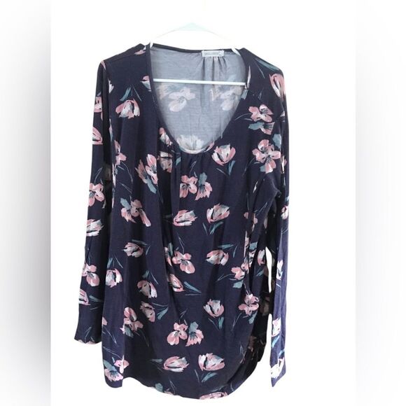 Small show size XXL long sleeve blue and pink floral tunic top - Picture 7 of 7